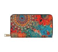 VOSERY Portefeuille Femme Cuir Bifold Multi Card Wallet, Mandala Colorful Femmes Portefeuilles Long Sac à main