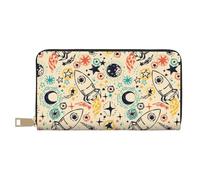 VOSERY Portefeuille Femme Portefeuille en Cuir Deux Volets Multi Card Wallet, Rockets Femmes Portefeuilles Long Portefeuille
