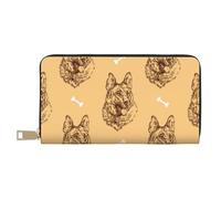 VOSERY Portefeuille pour femme, portefeuille en cuir à deux volets, portefeuille multi-cartes, berger allemand, amertume pour femmes, portefeuille long