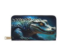 VOSERY Portefeuille pour femmes, portefeuille à deux volets en cuir, portefeuille multi-cartes, ciel étoilé crocodile coloré, portefeuille pour femmes, long sac à main