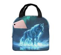 VOSERY Sac à déjeuner isotherme pour homme et femme - Aurora Wolf Frozen Lake Jolie boîte à déjeuner pour homme et femme, réutilisable, isolé, étanche, isotherme, pour voyage, travail, école
