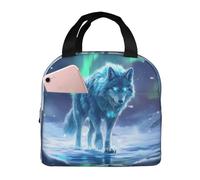 VOSERY Sac à déjeuner isotherme pour homme et femme - Aurora Wolf Frozen Lake Une jolie boîte à déjeuner pour homme et femme, réutilisable, isotherme, étanche, pour voyage, travail, école, pique-nique
