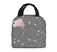 VOSERY Sac à déjeuner isotherme pour homme et femme, motif itinéraires d'avion autour du monde, étanche, réutilisable, grande capacité pour le travail, le bureau, le pique-nique, les voyages