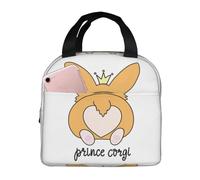 VOSERY Sac à déjeuner, sac à déjeuner isotherme pour femme, homme et adulte, motif chien Prince Corgi, étanche, réutilisable, grande capacité pour le travail, le bureau, le pique-nique, les voyages