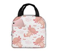 VOSERY Sac à déjeuner, sac à déjeuner isotherme pour femme, homme et adulte, motif de salamandre mignon, blanc, étanche, réutilisable, grande capacité pour le travail, le bureau, le pique-nique, les