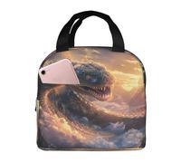 VOSERY Sac à déjeuner, sac à déjeuner isotherme pour femme, homme et adulte, motif serpent mythique, lever de soleil, sac isotherme, étanche, réutilisable, grande capacité pour le travail, le bureau