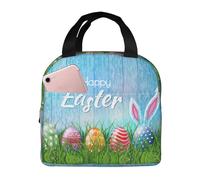 VOSERY Sac à déjeuner, sac à déjeuner pour femme, homme et adulte, motif Happy Easter (2) Sac à déjeuner isotherme, étanche, réutilisable, grande capacité pour le travail, le bureau, le pique-nique