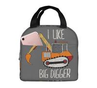 VOSERY Sac à déjeuner, sac à déjeuner pour femme, homme et adulte, sac à déjeuner isotherme « I Like Big Digger » - Étanche - Réutilisable - Grande capacité - Pour le travail, le bureau, le