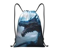 VOSERY Sac à dos avec cordon de serrage - Bleu - Thunder Storm Dragon - Pour homme et femme - Pour gym, sport, natation, voyage, noir, Medium