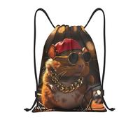 VOSERY Sac à dos avec cordon de serrage pour homme et femme, style hip-hop, cochon d'Inde, sport, natation, voyage, noir, Small