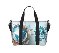 VOSERY Sac de voyage, Let's go Travel Around the World Weekender Bag Carry On Duffle Bags for Women Travel Essentials Sport Gym Bag for Men Overnight Bag Bagages Bag Personal Item Bag