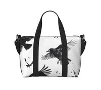 VOSERY Sac de voyage, monochrome Flying Ravens Weekender Bag Carry On Duffle Bags for Women Travel Essentials Sport Gym Bag for Men Overnight Bag Bagages Bag Personal Item Bag