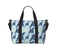 Vosery Sac de voyage, sac de week-end, sac fourre-tout pour femme et homme, motif poisson raie bleu cool, sac de sport, sac de sport, sac de voyage