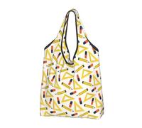 VOSERY Sacs d'épicerie réutilisables avec motif de règle amusante et pliable avec poignées, noir, 1 PC