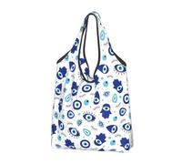 VOSERY Sacs d'épicerie réutilisables avec poignées et motif mauvais œil bleu vintage, noir, 2 PCS