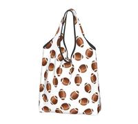 VOSERY Sacs d'épicerie réutilisables avec poignées Marron Rugby Football américain, noir, 1 PC