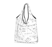VOSERY Sacs d'épicerie réutilisables blancs imprimés mathématiques pour les courses, sac fourre-tout pliable avec poignées, noir, 1 PC