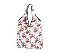 VOSERY Sacs d'épicerie réutilisables en forme d'hélicoptère de dessin animé, sac fourre-tout pliable avec poignées, noir, 2 PCS
