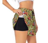 VOSERY Short de course pour femme, motif camion de pompiers, taille haute, short d'entraînement athlétique pour femme, noir, Taille S
