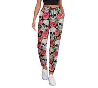 VOSERY Skull and Roses Pantalon de jogging pour femme avec poches, pantalon de survêtement confortable pour femme, Style 12, Taille XL