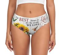 VOSERY Sous-vêtements pour femme - Memories Sunflower Colibri No Show Sous-vêtements sans couture pour femme Culotte bikini, noir, 3X-Large