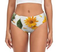VOSERY Sous-vêtements pour femmes - Sunny Yellow Sunflower No Show Seamless Women Underwear Slips Ladies Panties Bikini, noir, Large