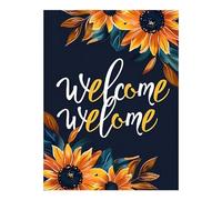 VOSERY Sunflower Welcome A Kit de peinture diamant pour adultes, kit d'art diamant pour débutants, kit d'art diamant rond 5D, décoration d'intérieur, 30,5 x 40,6 cm, sans cadre