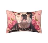 VOSERY Taie d'oreiller en satin pour cheveux et peau, motif bouledogue à bascule floral avec fermeture éclair, 50,8 x 76,2 cm, semblables aux housses de coussin en soie pour grand lit, 50,8 x 76,2 cm