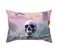 VOSERY Taies d'oreiller de taille standard, motif tête de mort de tournesol rose brume super douce avec fermeture éclair, respirante, infroissable et anti-taches, 50,8 x 66 cm
