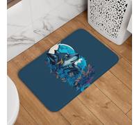VOSERY Tapis de bain 61 x 40,6 cm, antidérapant, lavable, motif feuille d'iceberg, loup, doux et absorbant pour salle de bain, baignoire et douche