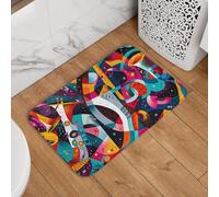 VOSERY Tapis de bain 61 x 40,6 cm, antidérapant, lavable, motif jazz abstrait, doux et absorbant, pour sol de salle de bain, baignoire et douche
