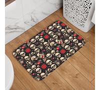 VOSERY Tapis de bain 61 x 40,6 cm, antidérapant, lavable, motif tête de mort, tapis de bain doux et absorbant pour salle de bain, baignoire et douche
