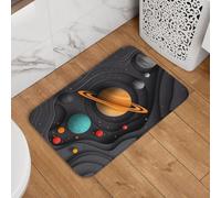 VOSERY Tapis de bain antidérapant lavable 61 x 40,6 cm, motif système solaire, tapis de bain doux et absorbant pour sol de salle de bain, baignoire et douche