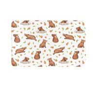 VOSERY Tapis de bain doux, absorbant, antidérapant, lavable en machine, imprimé mandarine Capybara, 76,2 x 50,8 cm