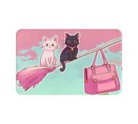 VOSERY Tapis de bain doux, absorbant, antidérapant, lavable en machine, motif chats sur balai pour salle de bain, 76,2 x 50,8 cm