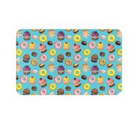VOSERY Tapis de bain doux absorbant antidérapant, lavable en machine, motif cupcakes et donuts macarons 76,2 x 50,8 cm