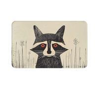 VOSERY Tapis de salle de bain 76,2 x 50,8 cm, doux, absorbant, antidérapant, lavable en machine, motif graphique raton laveur rétro pour salle de bain