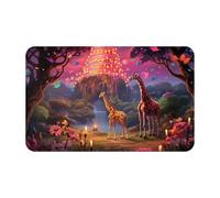 VOSERY Tapis de salle de bain 76,2 x 50,8 cm, doux, absorbant, antidérapant, lavable en machine, motif lanterne, girafes, forêt magique, tapis de douche pour salle de bain
