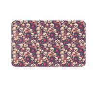 VOSERY Tapis de salle de bain 76,2 x 50,8 cm, doux, absorbant, antidérapant, lavable en machine, motif tête de mort rock
