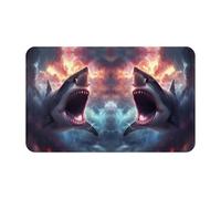 VOSERY Tapis de salle de bain 76,2 x 50,8 cm, doux, absorbant, antidérapant, lavable en machine, tapis de bain dramatique attaque de requin pour salle de bain