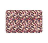 VOSERY Tapis de salle de bain avec motif crâne rock record 76,2 x 50,8 cm, doux, absorbant, antidérapant, lavable en machine, pour salle de bain