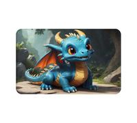 VOSERY Tapis de salle de bain doux, absorbant, antidérapant, lavable en machine, adorable tapis de bain bébé dragon bleu 76,2 x 50,8 cm