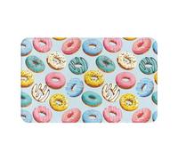 VOSERY Tapis de salle de bain doux, absorbant, antidérapant, lavable en machine, imprimé macarons et beignets, 76,2 x 50,8 cm