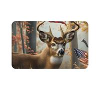 VOSERY Tapis de salle de bain doux, absorbant, antidérapant, lavable en machine, motif animaux sauvages américains, cerfs, forêt, 76,2 x 50,8 cm
