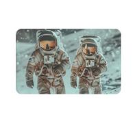 VOSERY Tapis de salle de bain doux, absorbant, antidérapant, lavable en machine, motif astronautes sur mission lunaire, 76,2 x 50,8 cm