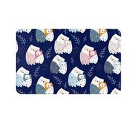 VOSERY Tapis de salle de bain doux, absorbant, antidérapant, lavable en machine, motif chouettes et maman 76,2 x 50,8 cm