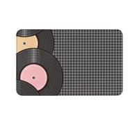 VOSERY Tapis de salle de bain doux, absorbant, antidérapant, lavable en machine, motif disques vinyle pour salle de bain, 76,2 x 50,8 cm