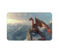 VOSERY Tapis de salle de bain doux, absorbant, antidérapant, lavable en machine, motif dragon, montagne, lever de soleil, 76,2 x 50,8 cm