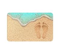 VOSERY Tapis de salle de bain doux absorbant antidérapant, lavable en machine, motif empreinte de plage, 76,2 x 50,8 cm
