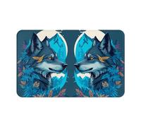 VOSERY Tapis de salle de bain, doux, absorbant, antidérapant, lavable en machine, motif feuille de loup, bleu iceberg 76,2 x 50,8 cm